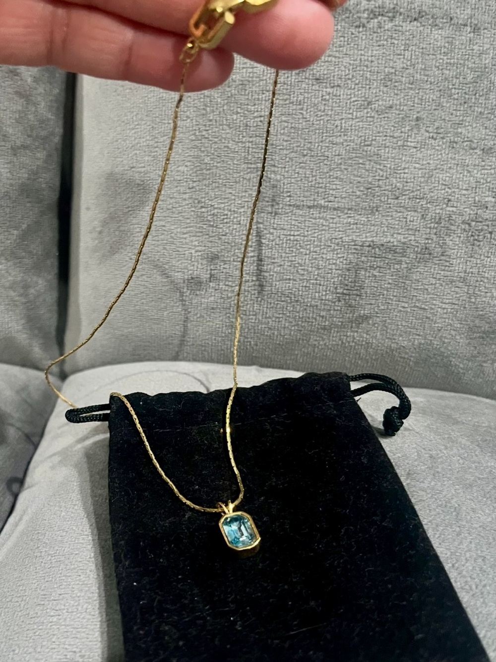 Givenchy Gold-Tone Necklace with Blue Gemstone Pendant